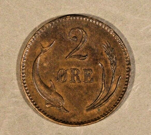 1880 CS Denmark 2 Ore Extra Nice Details      
