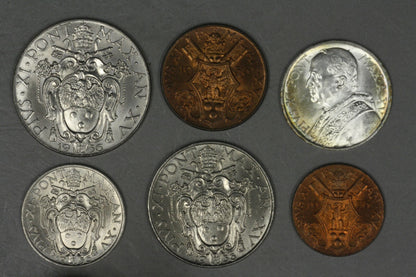 Vatican City 1936 6 Piece Set (Missing 50 Centesimo and 10 Lire)   B164