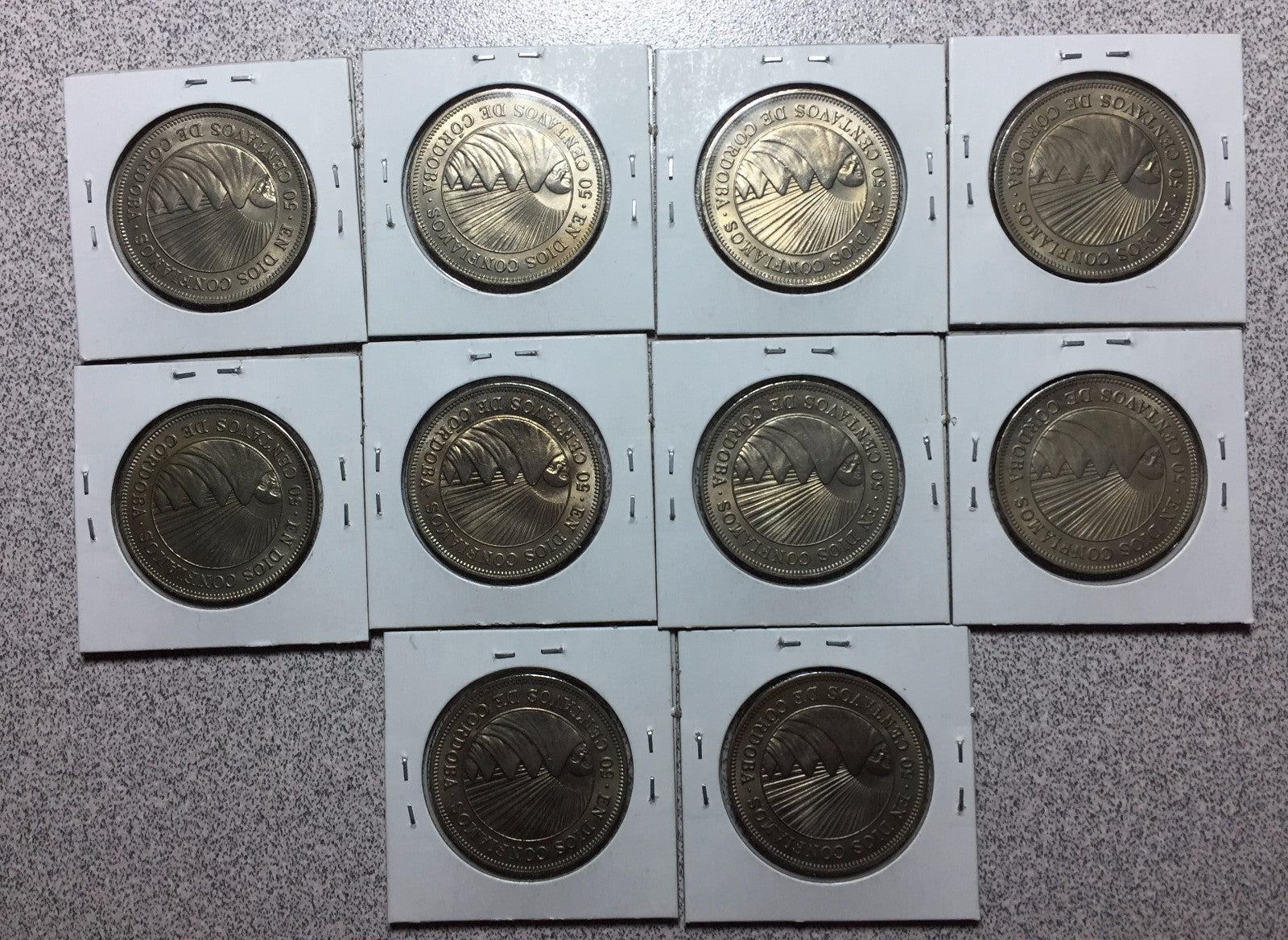 Lot of (10) 1965 NICARAGUA 50 Centavos   #A101 