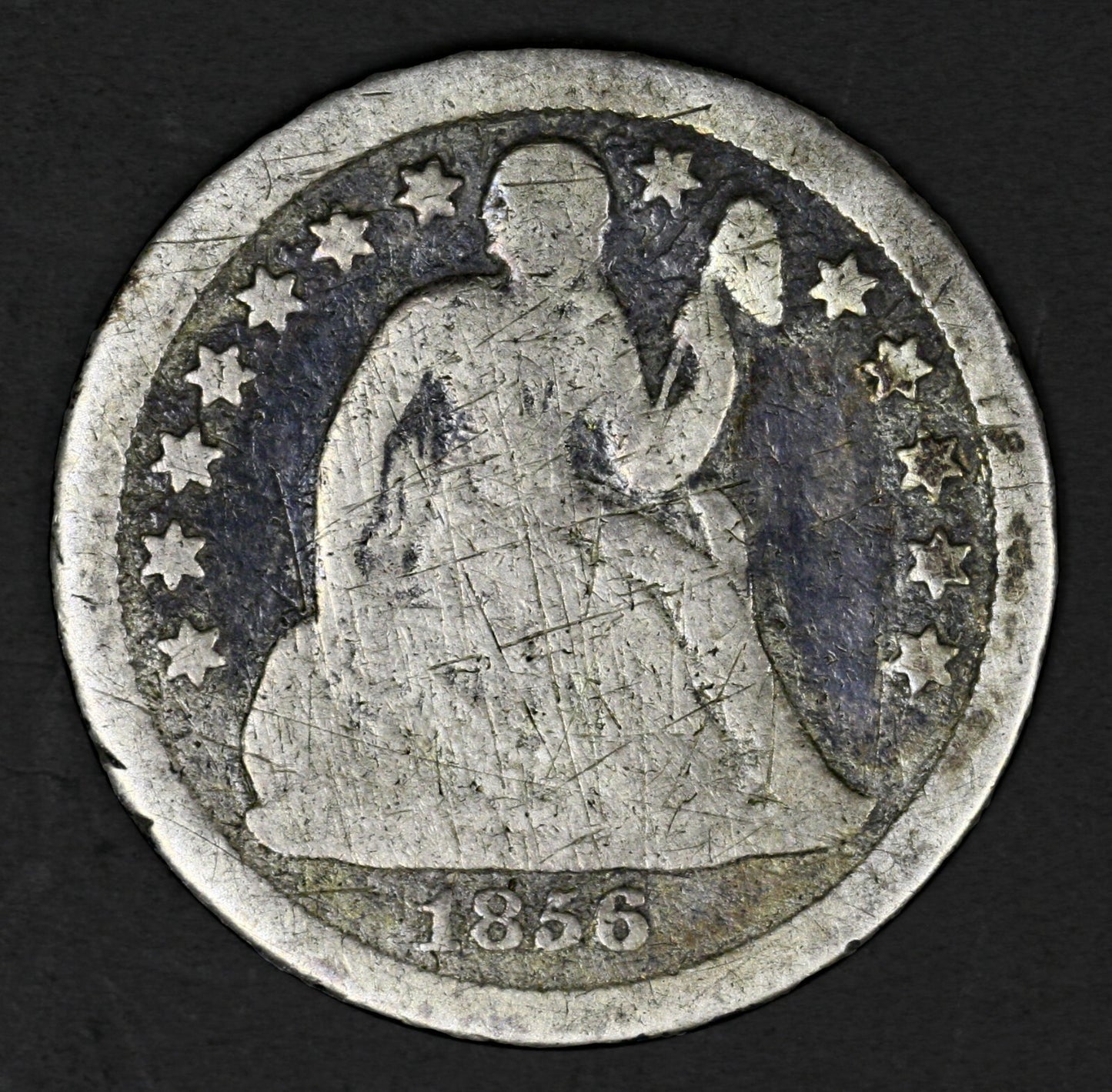 US 1856 O Seated Liberty Dime Many Scratches  A3236