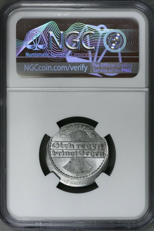 Germany 1920A 50 Pfennig NGC MS 65 Mint Error Struck 10% Off Center RARE S634