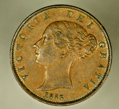 Great Britain 1/2 Penny 1853  XF/AU   A750