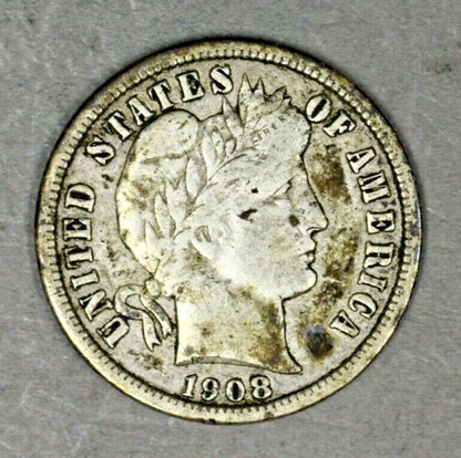 US 1908 S Barber Dime  A3059