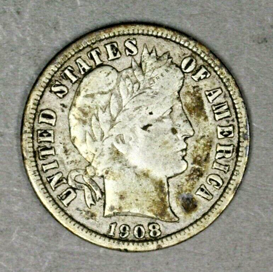 US 1908 S Barber Dime  A3059