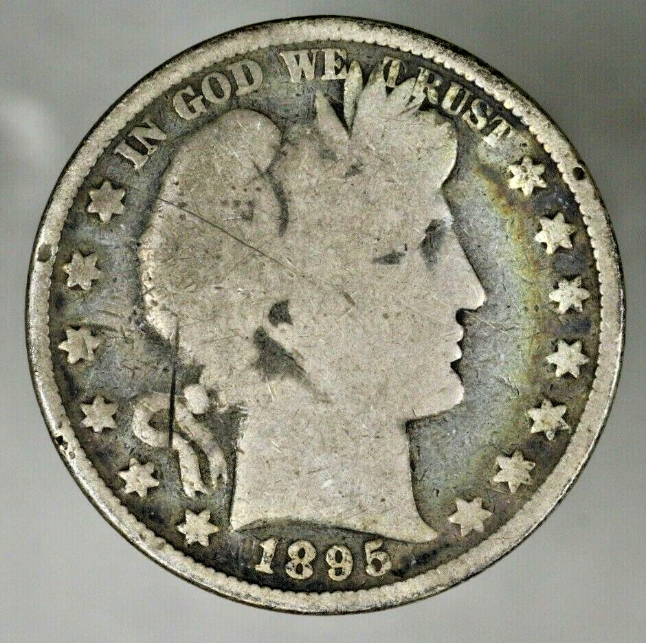 US 1895 P Barber Half Dollar Light Staple Scratch  A2946