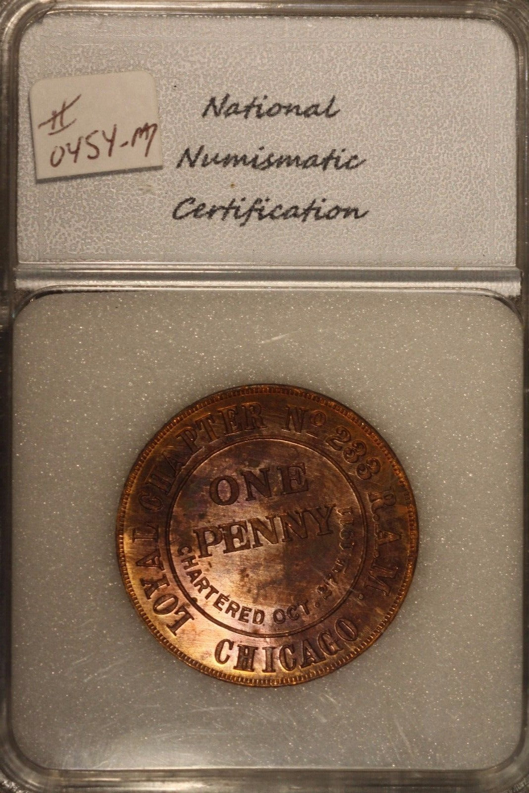 Lot Masonic Penny Tokens Illinois Certified Encapsulated