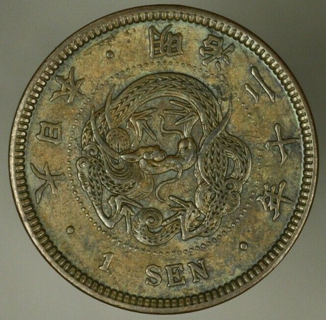 Japan Sen Meiji-20 - 1887  Emperor Mutsuhito  XF/AU  A2481