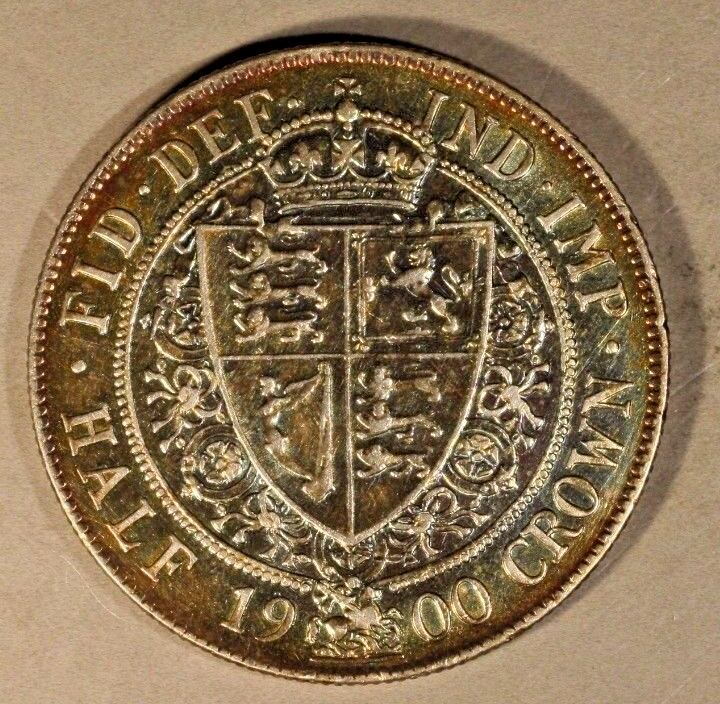 1900 Great Britain Silver Half Crown Nice Details      