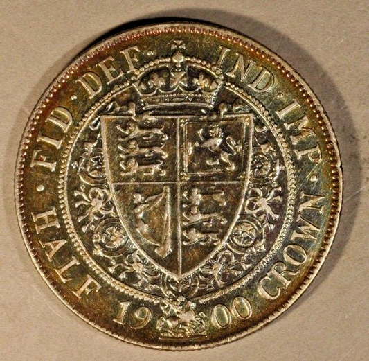 1900 Great Britain Silver Half Crown Nice Details      