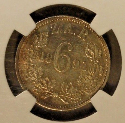 1894 South Africa 6 Pence NGC AU Details Hairlines XF Cat=$400 
