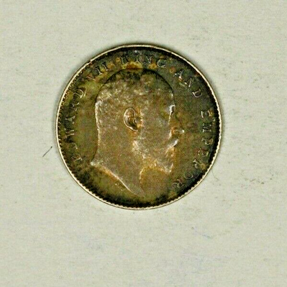 British India Silver 2 Annas 1910  Toned AU    A1222