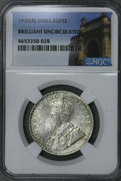 India 1920 B Rupee NGC Brilliant Uncirculated  S580