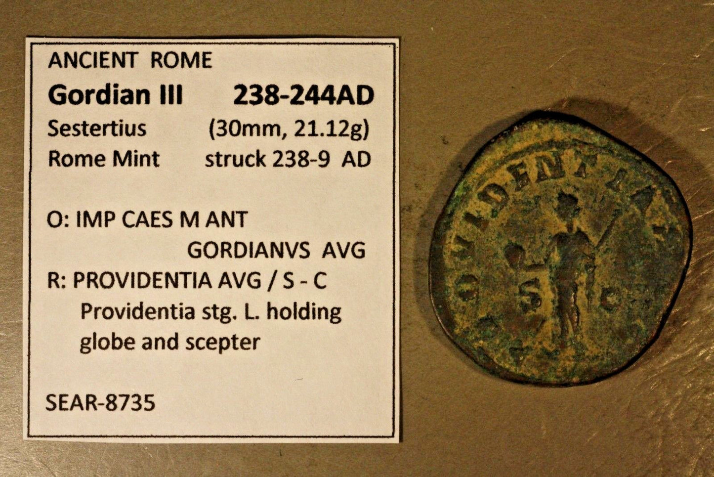 ANCIENT ROME Gordian III  238-244AD Bronze Sestertius ROME MINT   #B205