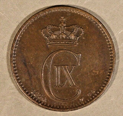 1874 CS Denmark 5 Ore Light Circulated Details    