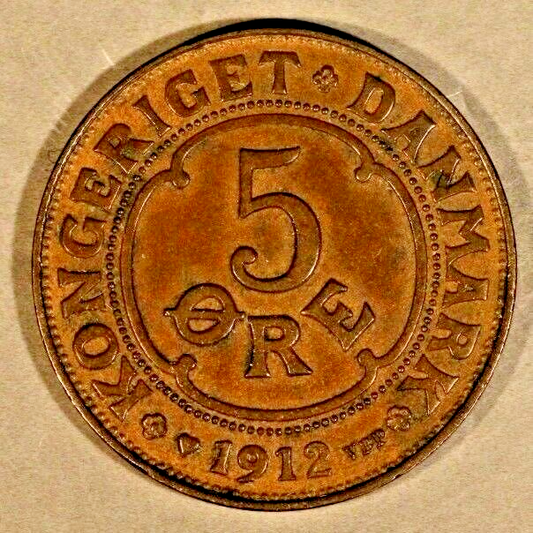 1912 Denmark 5 Ore Super !                 