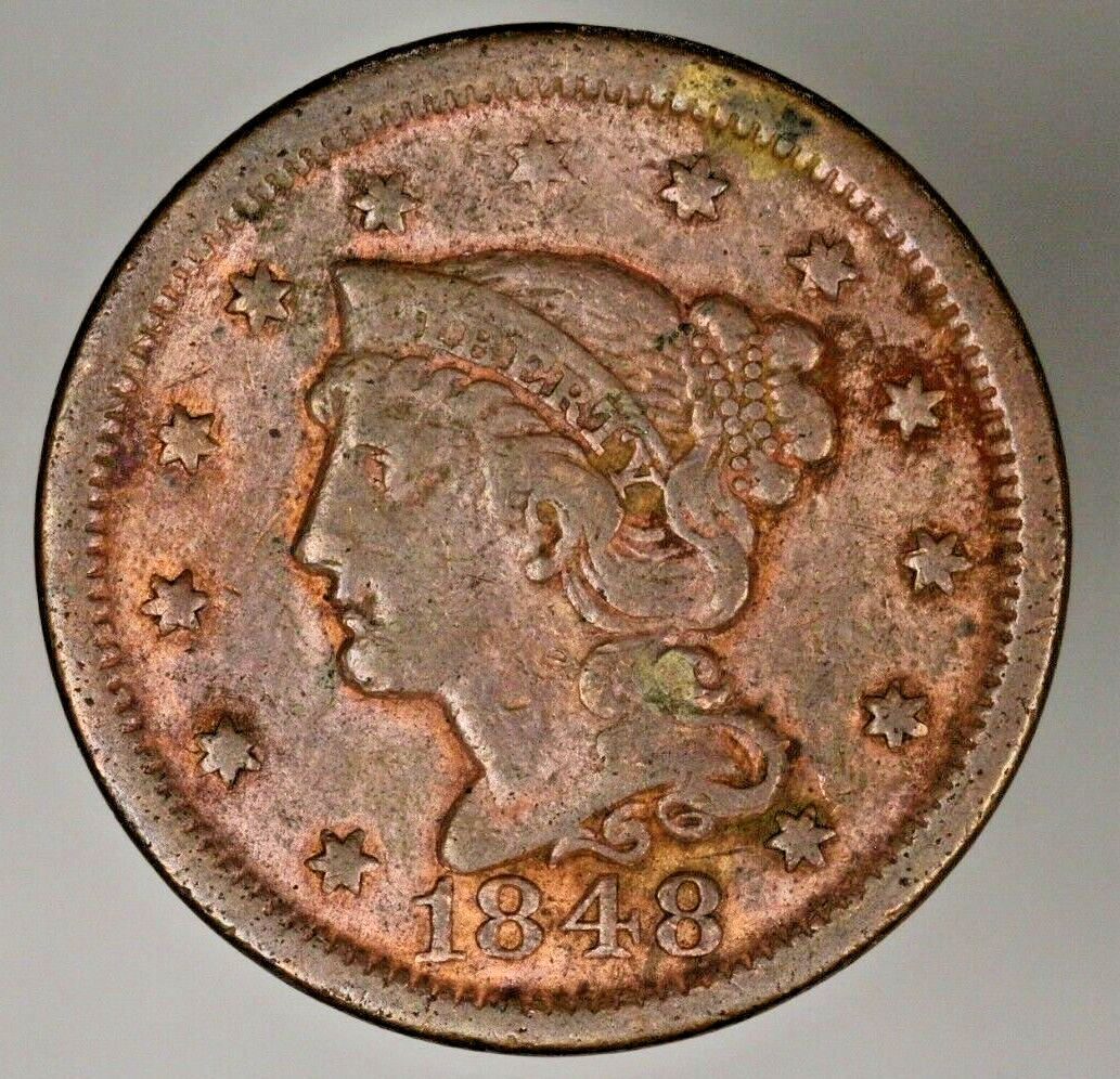 US 1848 Large Cent Cleaned  A2858