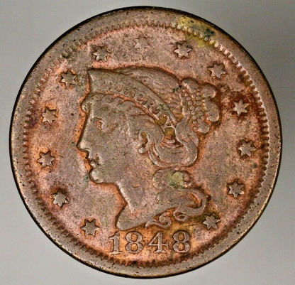 US 1848 Large Cent Cleaned  A2858