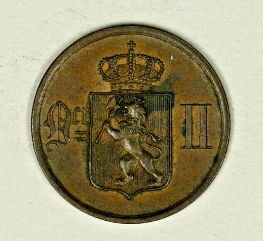 Norway 2 Ore 1884  AU+  stain   A1277