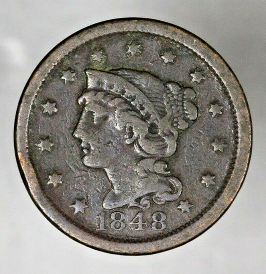 US 1848 Braided Hair Large Cent  A3051