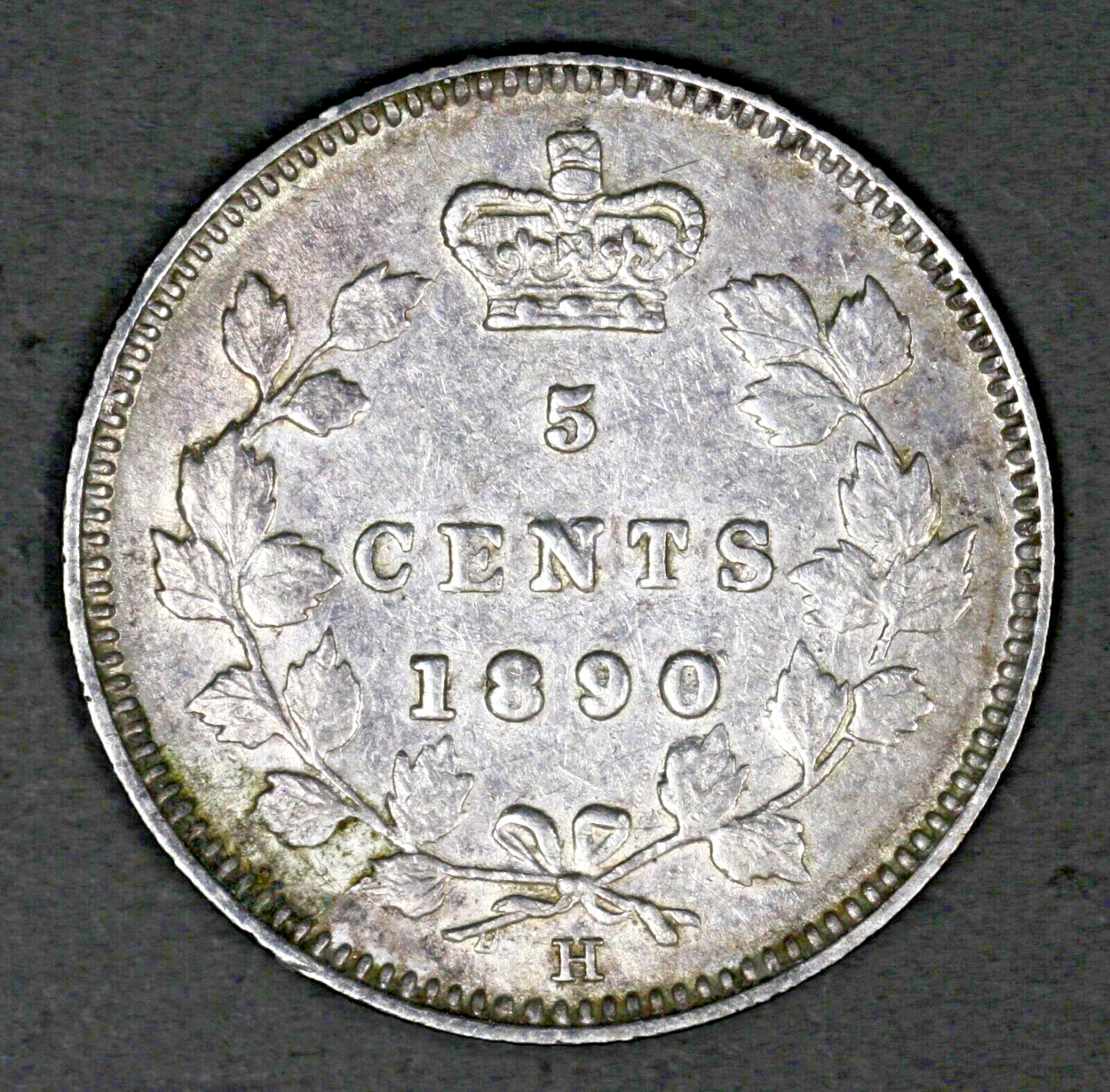 Canada 1890H Silver 5 Cents XF Old Light Cleaning  A3178