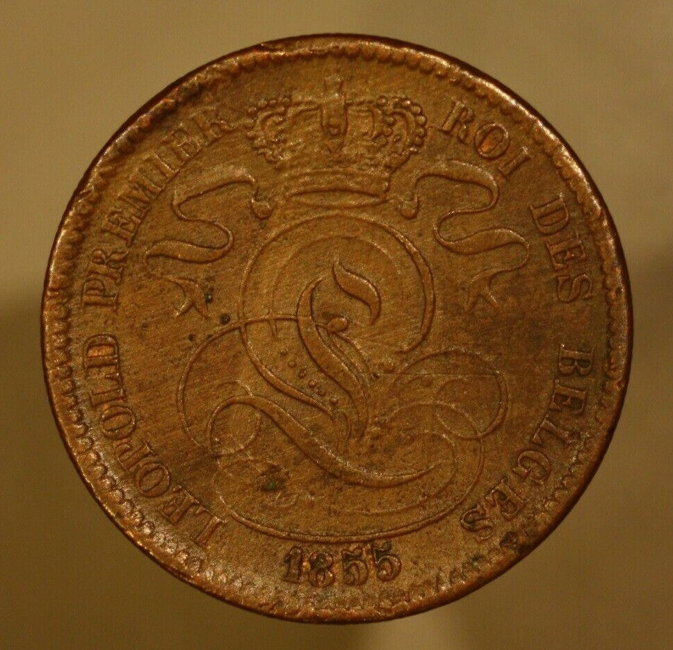 Belgium 1855 10 Centimes  Some Vertigris VF Rim Bumps A139   VF Cat=$600