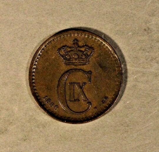 1880 Denmark 1 Ore Pleasant            