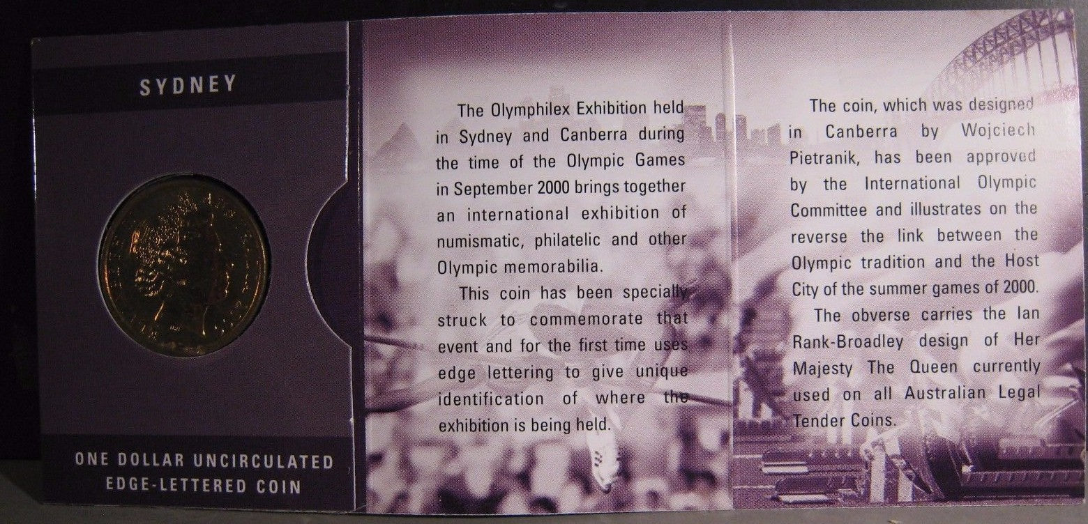 2000 Australia Olymphilex XXVI Edge Lettered Dollar UNC 
