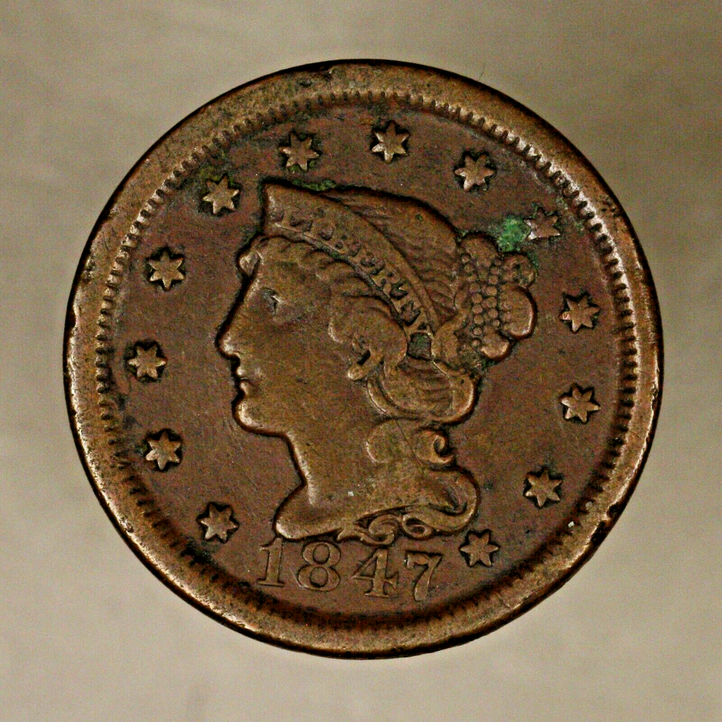 Large Cent 1847 Porous Reverse Spot