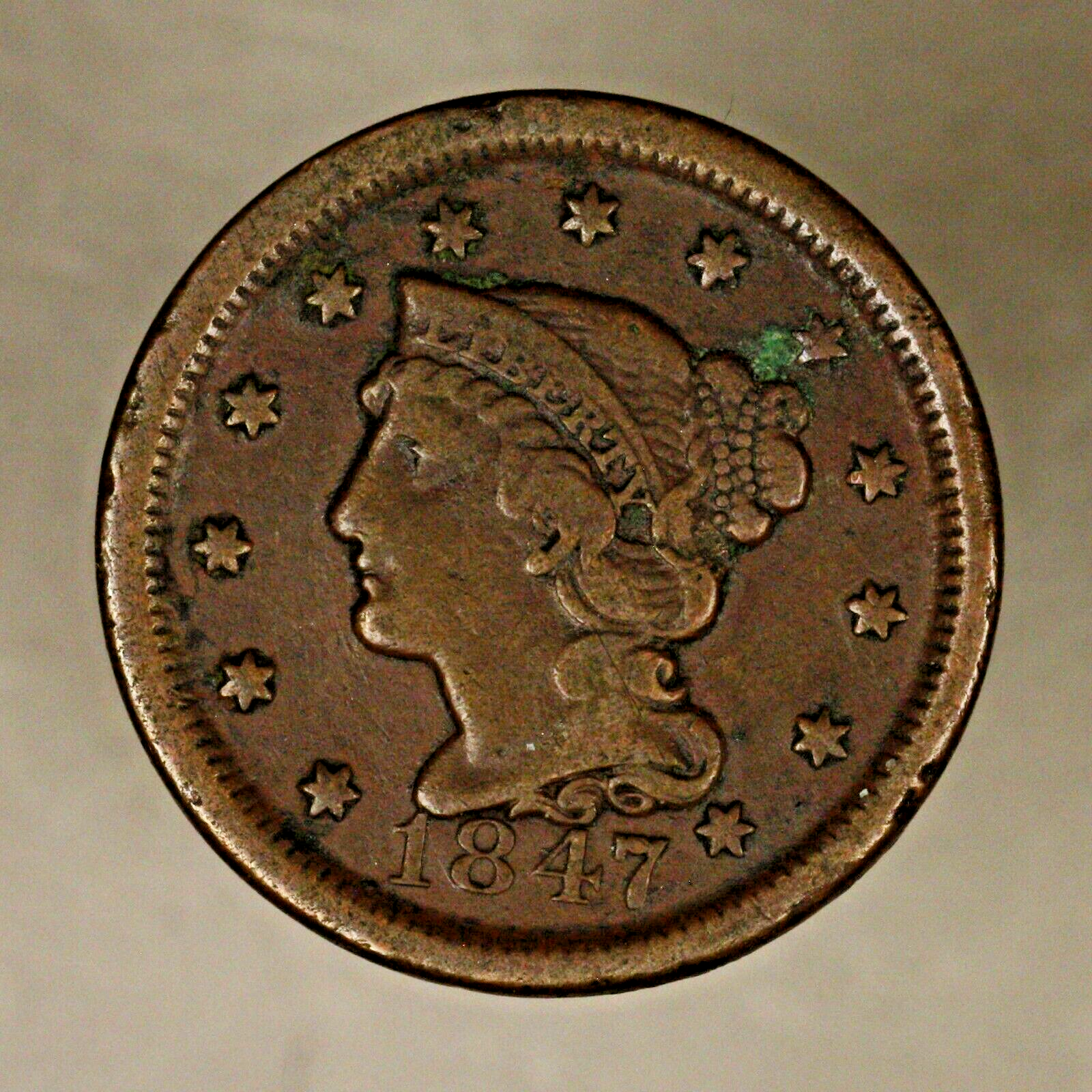 Large Cent 1847 Porous Reverse Spot