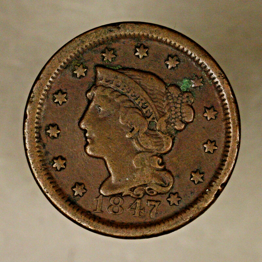 Large Cent 1847 Porous Reverse Spot