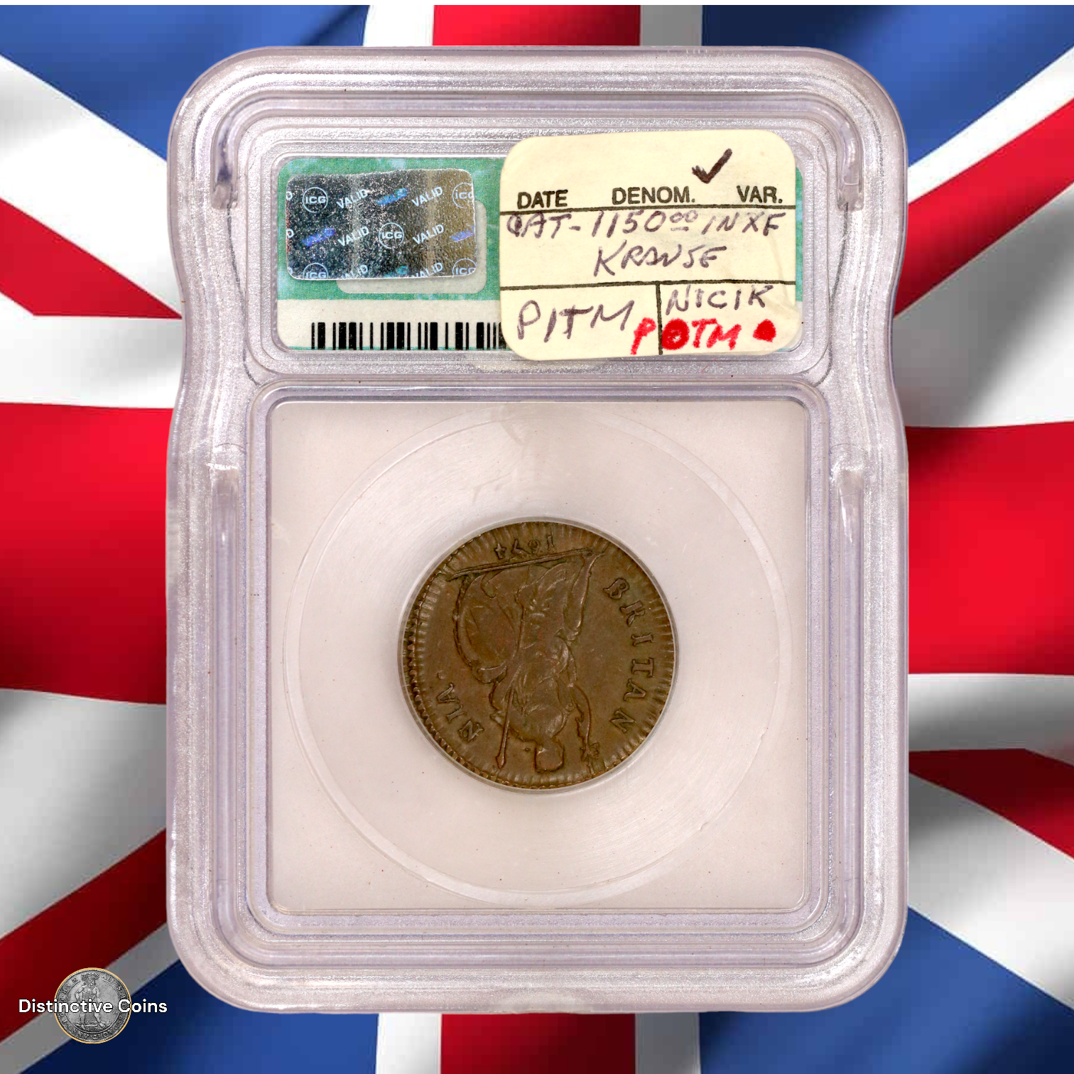 England 1674 Farthing ICG VF35 - GBS003