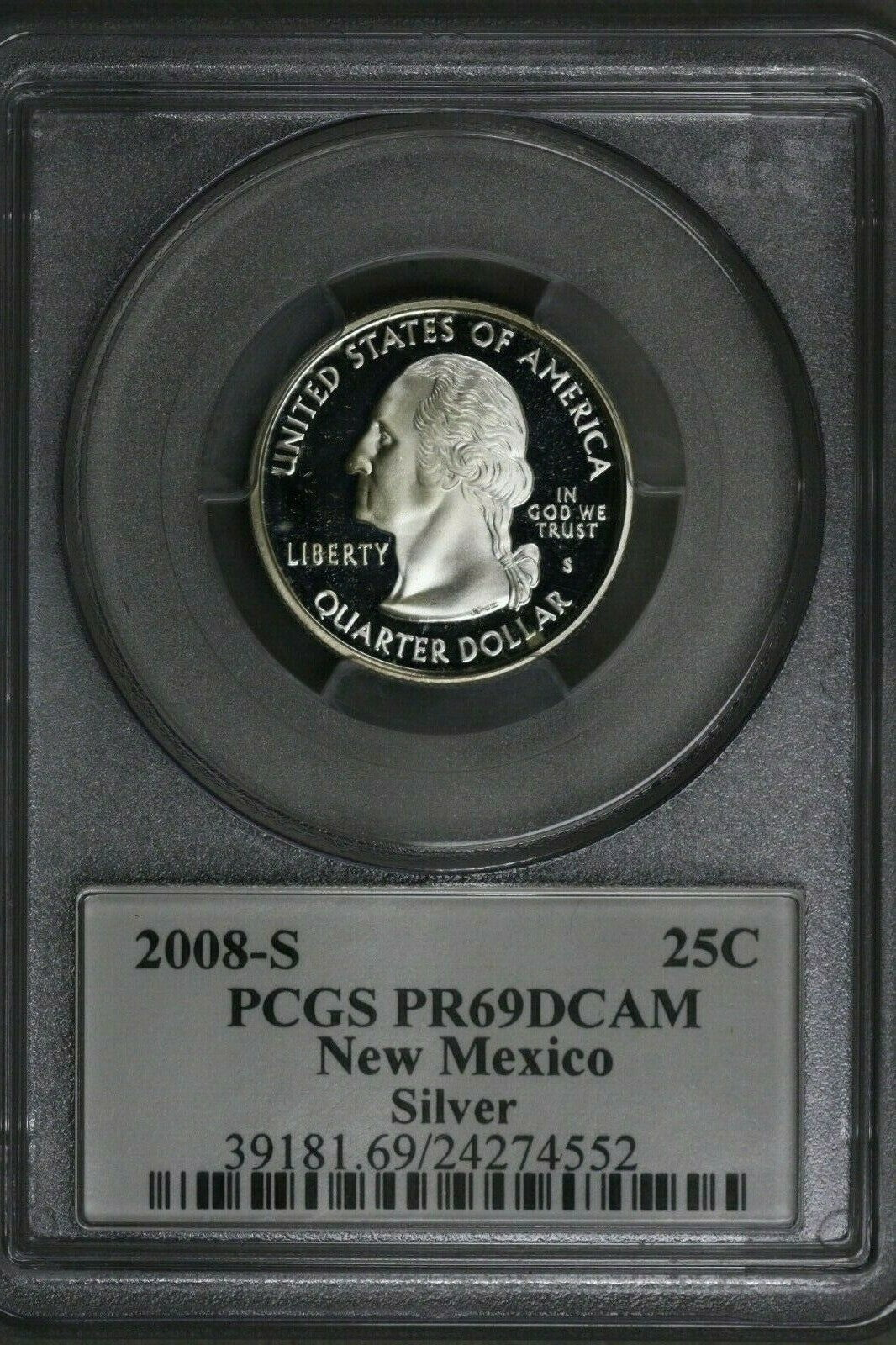 US 2008S Silver New Mexico State Quarter PCGS PR69 DCAM  S494