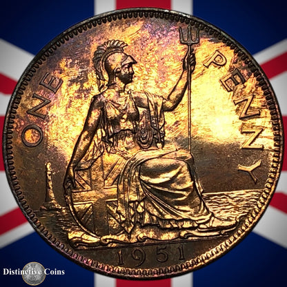 Great Britain 1951 Proof Penny 1d GB7348