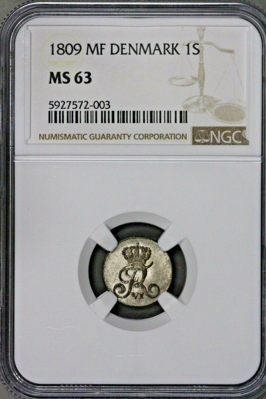 Denmark 1809 MF 1 Skilling NGC MS 63   S398