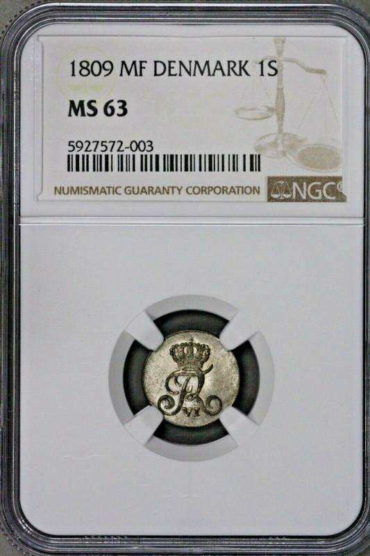 Denmark 1809 MF 1 Skilling NGC MS 63   S398
