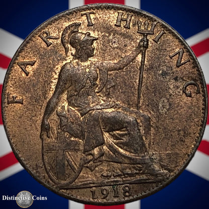 Great Britain 1918 Farthing 1/4d GB4714
