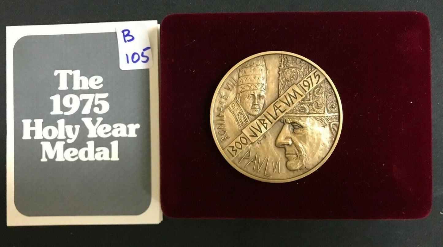 The 1975 Holy Year Bronze Medal Medal with Box Pope Pius XII  B105