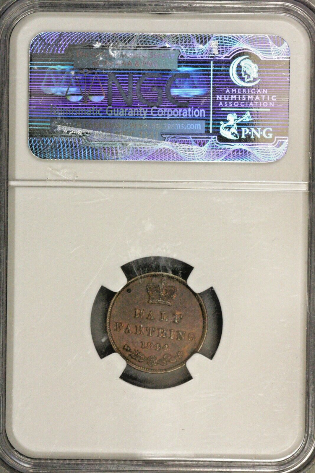 Great Britain 1844  1/2 Half Farthing   NGC MS 62 BN
