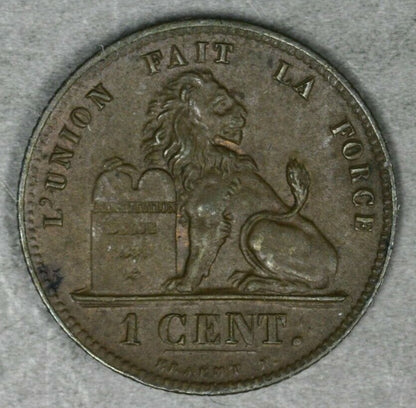 Belgium 1870 Centime Brown UNC Dark Spots on Reverse