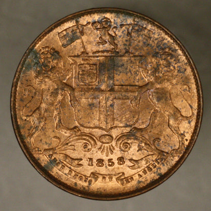 India British 1858 1/4 Anna mostly Red BU
