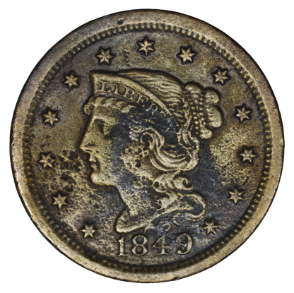 US 1849 Large Cent Stained Porous Pitting  A3391