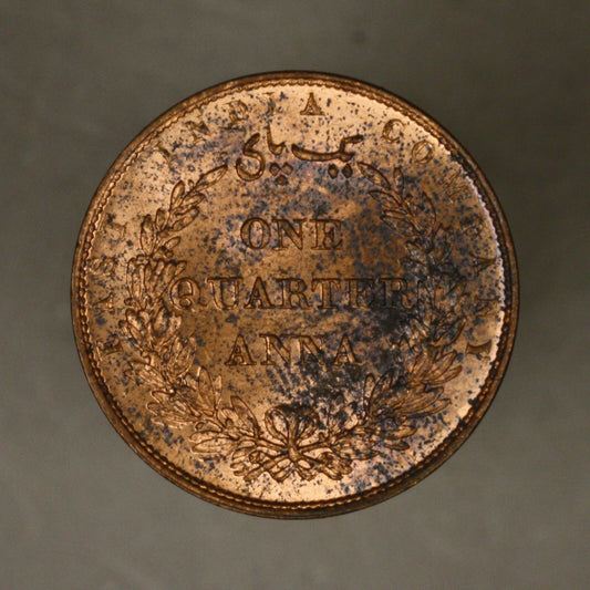 India British 1858 1/4 Anna mostly red