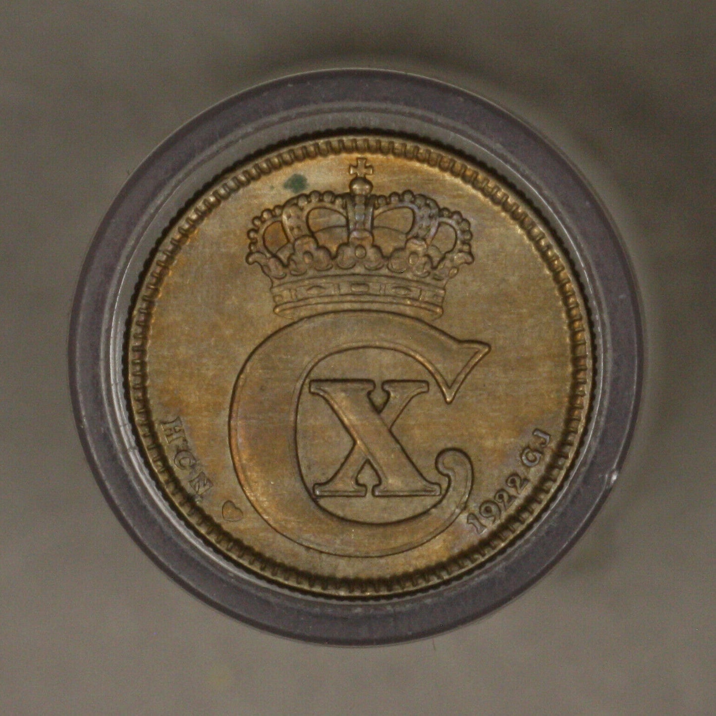 Denmark 1922 25 Ore AU Carbon Spot 