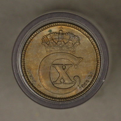 Denmark 1922 25 Ore AU Carbon Spot 