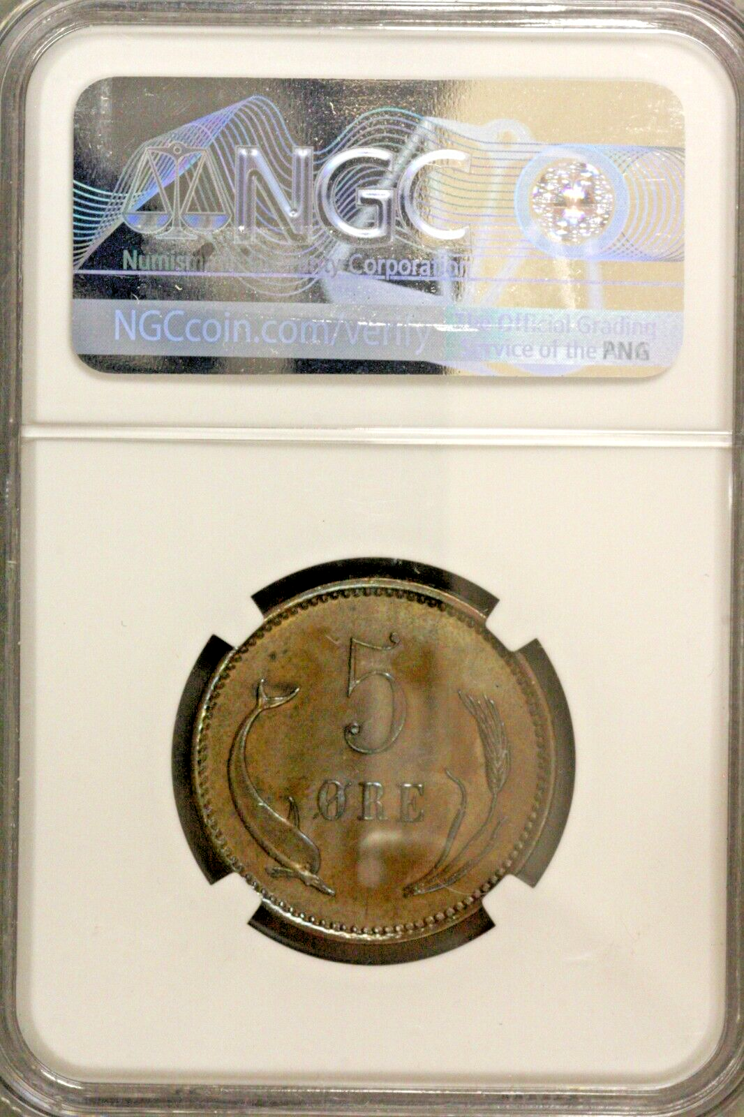 Denmark 1884 CS 5 Ore  NGC MS 63 BN