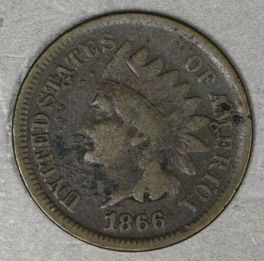 US 1866 Indian Penny Porous Rim Bumps  A2994