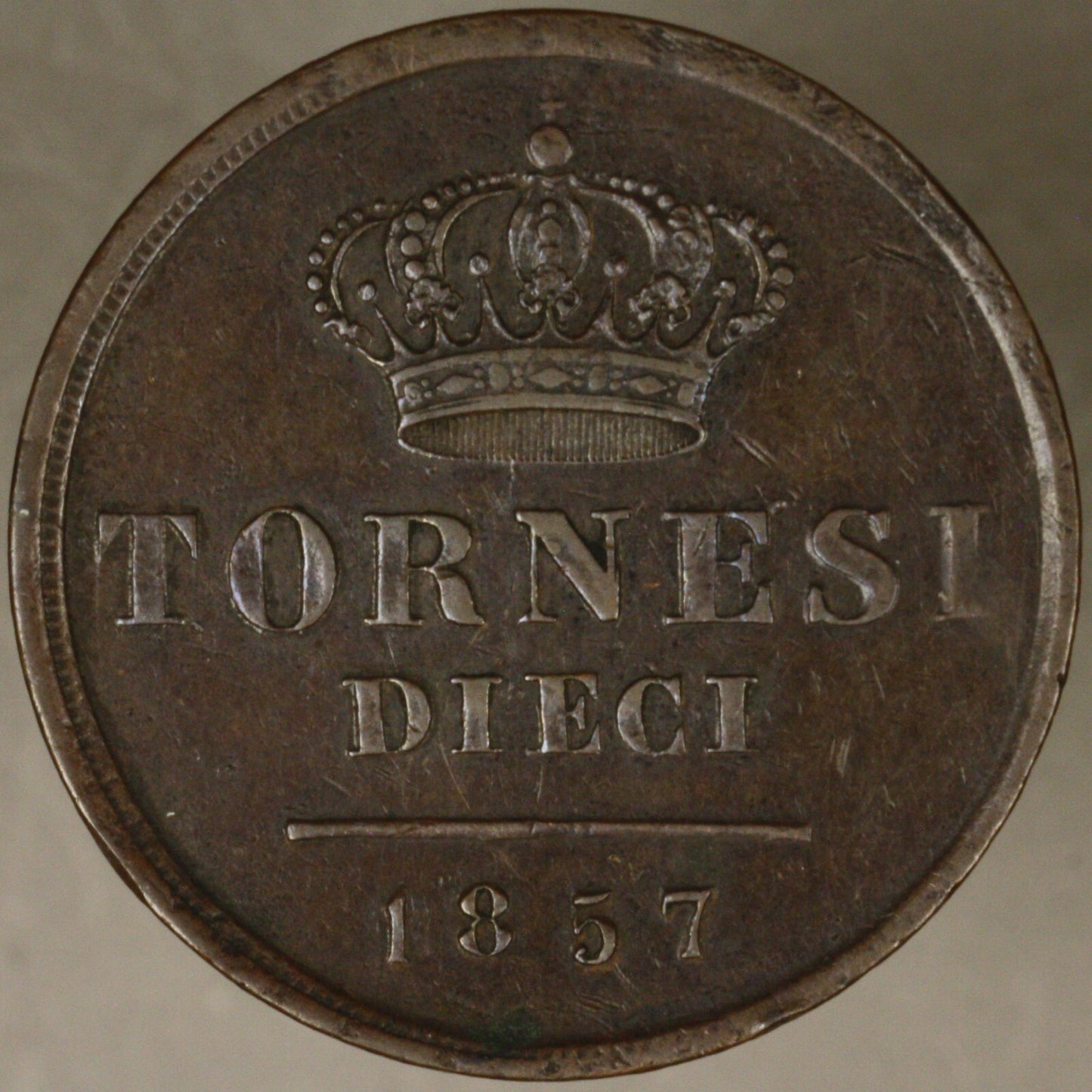 Italy - Naples 1857 10 Tornes XF copper 