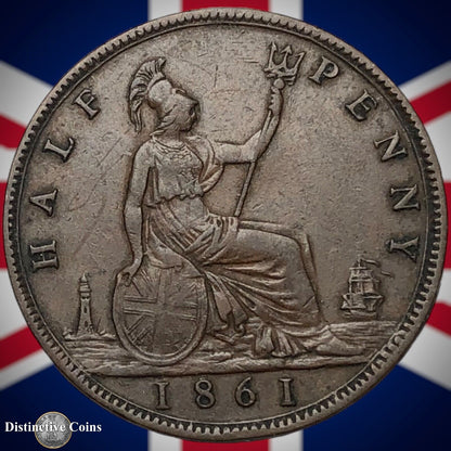 Great Britain 1861 Half Penny 1/2d GB5356