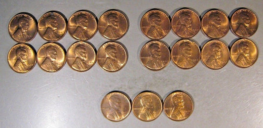 1947D Lincoln Wheat Cent Lot of 19 Pieces, High Grade