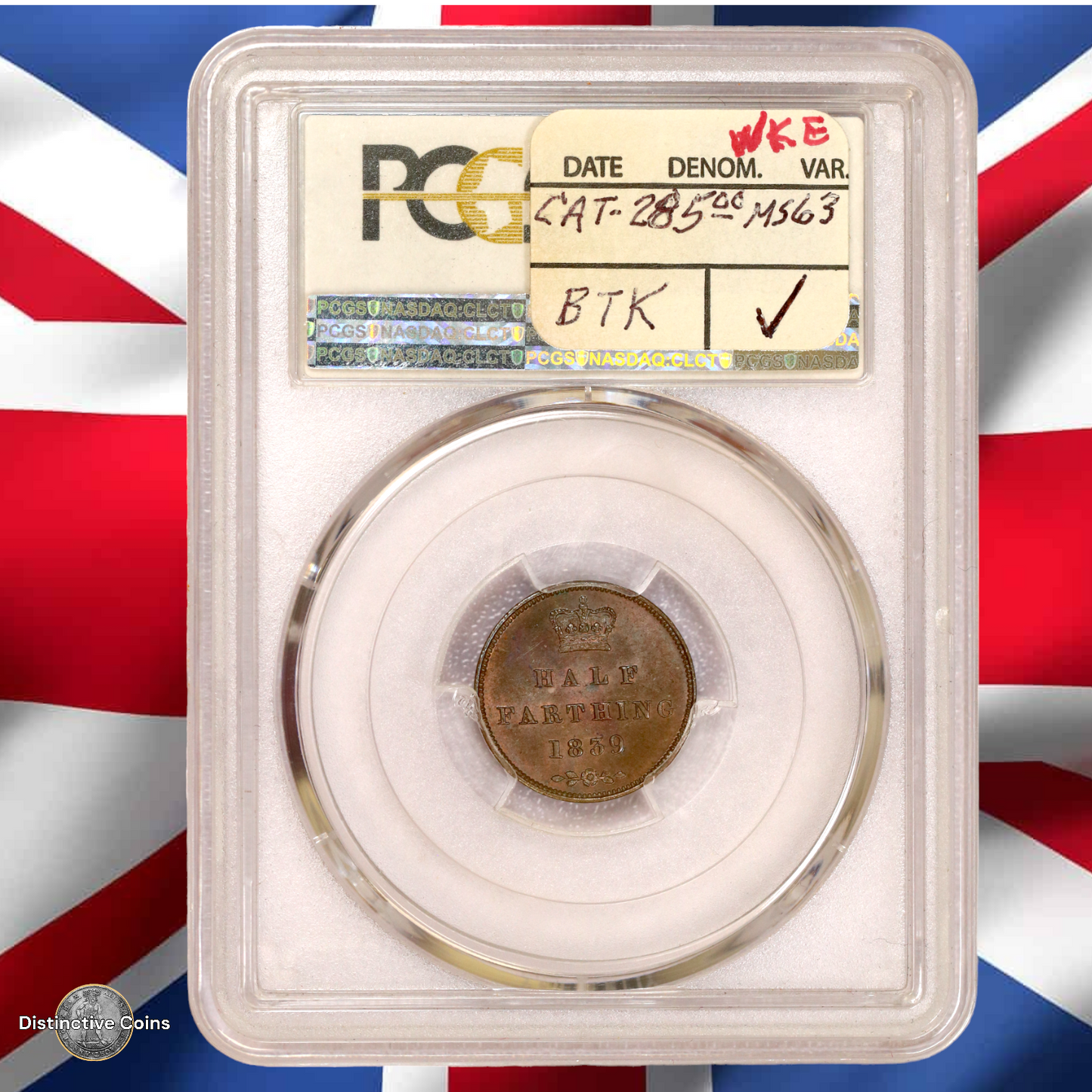 Great Britain 1839 1/2 Farthing PCGS MS64BN - GBS015